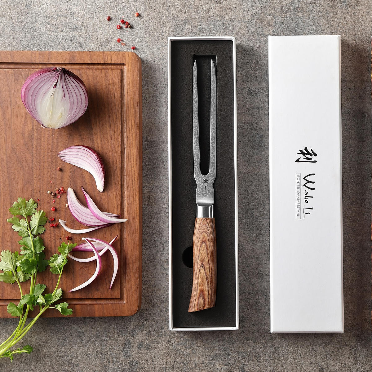 TRANCHIERGABEL 18 cm - Braun, Holz/Metall - Wakoli