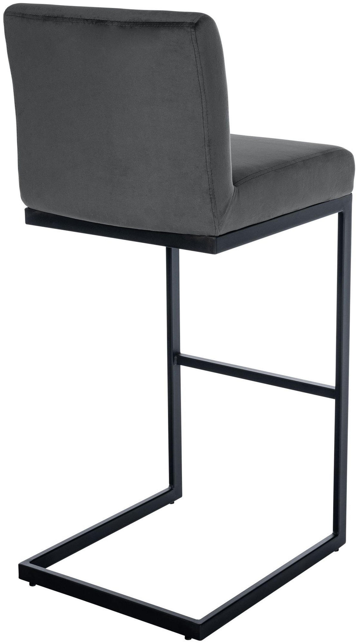 BARHOCKER Samt Dunkelgrau - Dunkelgrau/Schwarz, Textil/Metall (43/104/53cm) - CLP