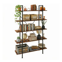 BÜCHERREGAL - Braun, Holzwerkstoff/Metall (33.5/177.5/105cm) - Relaxdays