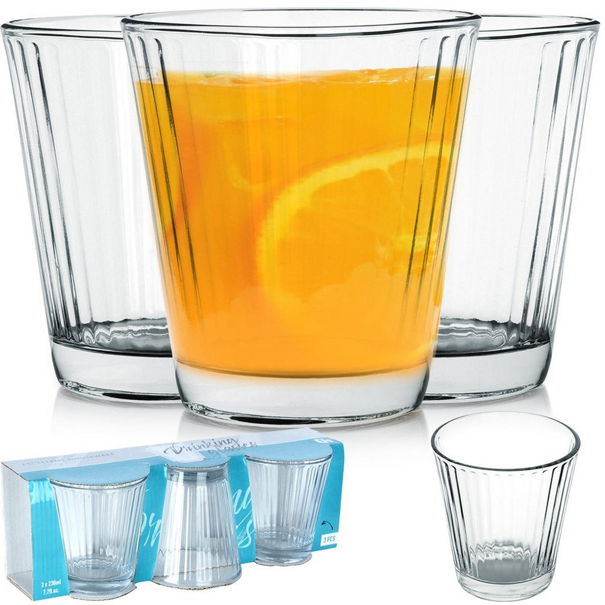 TRINKGLAS-SET klassisch 3er-Pack transparent - Klar, Glas - Excellent Houseware