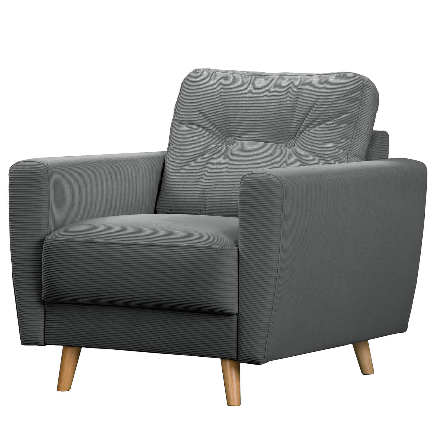 SESSEL - Anthrazit/Braun, Holz/Textil (80/90/87cm) - home24