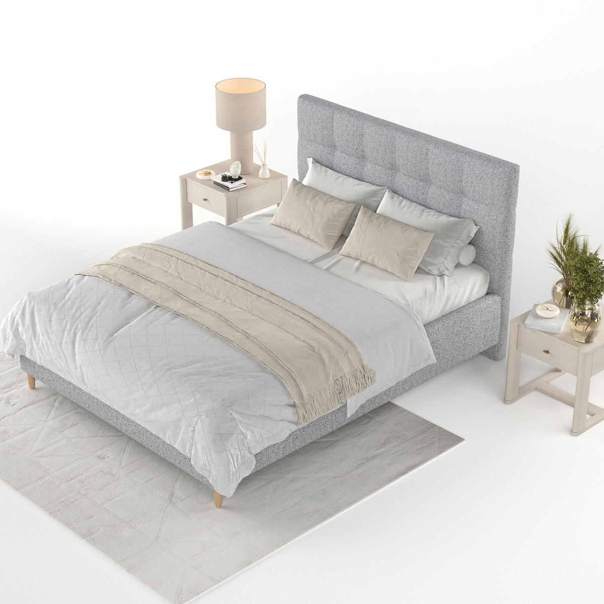 POLSTERBETT Cora 160/200 cm Grau im Riva Stoff - Naturfarben/Grau, Holz/Holzwerkstoff (160/200cm) - AltaBeds