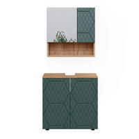 BADMÖBEL-SET Irma Grün 2 Teile, Unterschrank 60 cm - Eiche Wotan/Grün, Holzwerkstoff (80/58.6/41cm) - Vicco