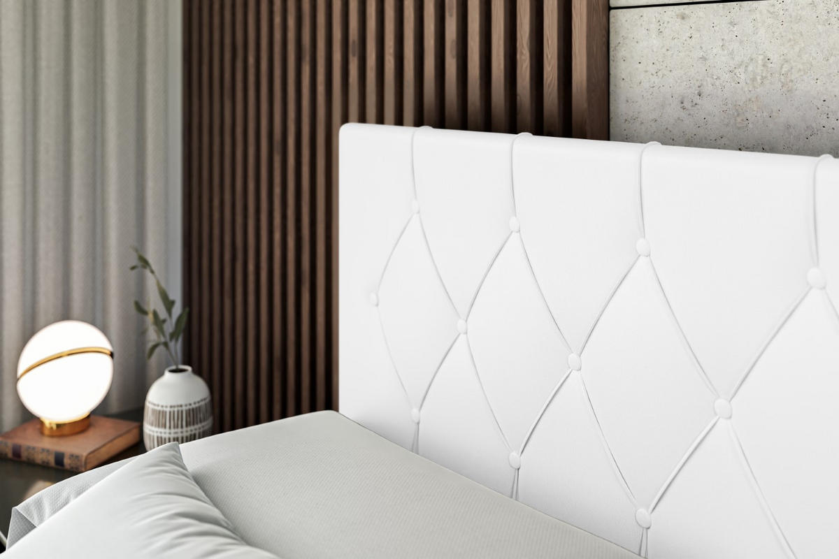 BOXBETT VELANTO-Z - 180 x 200 - H3 - Weiß Hochglanz - Weiß, Holzwerkstoff (180/200cm) - ALTDECOR