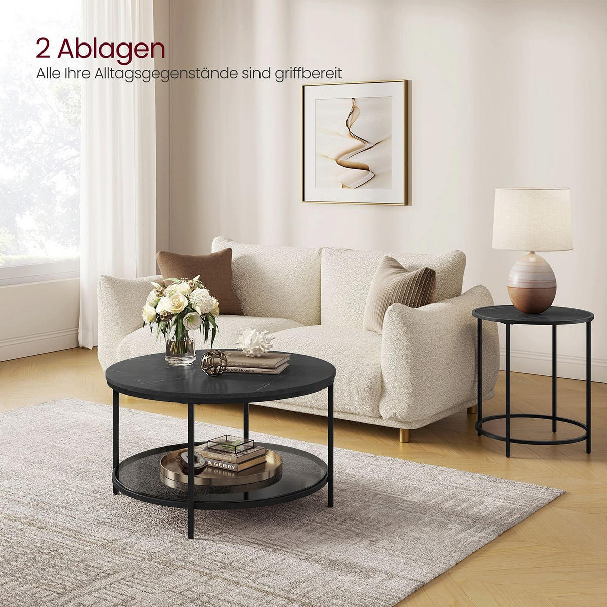 COUCHTISCH WINDHOEK - Schwarz, Glas (80/80/46cm) - Hansiro