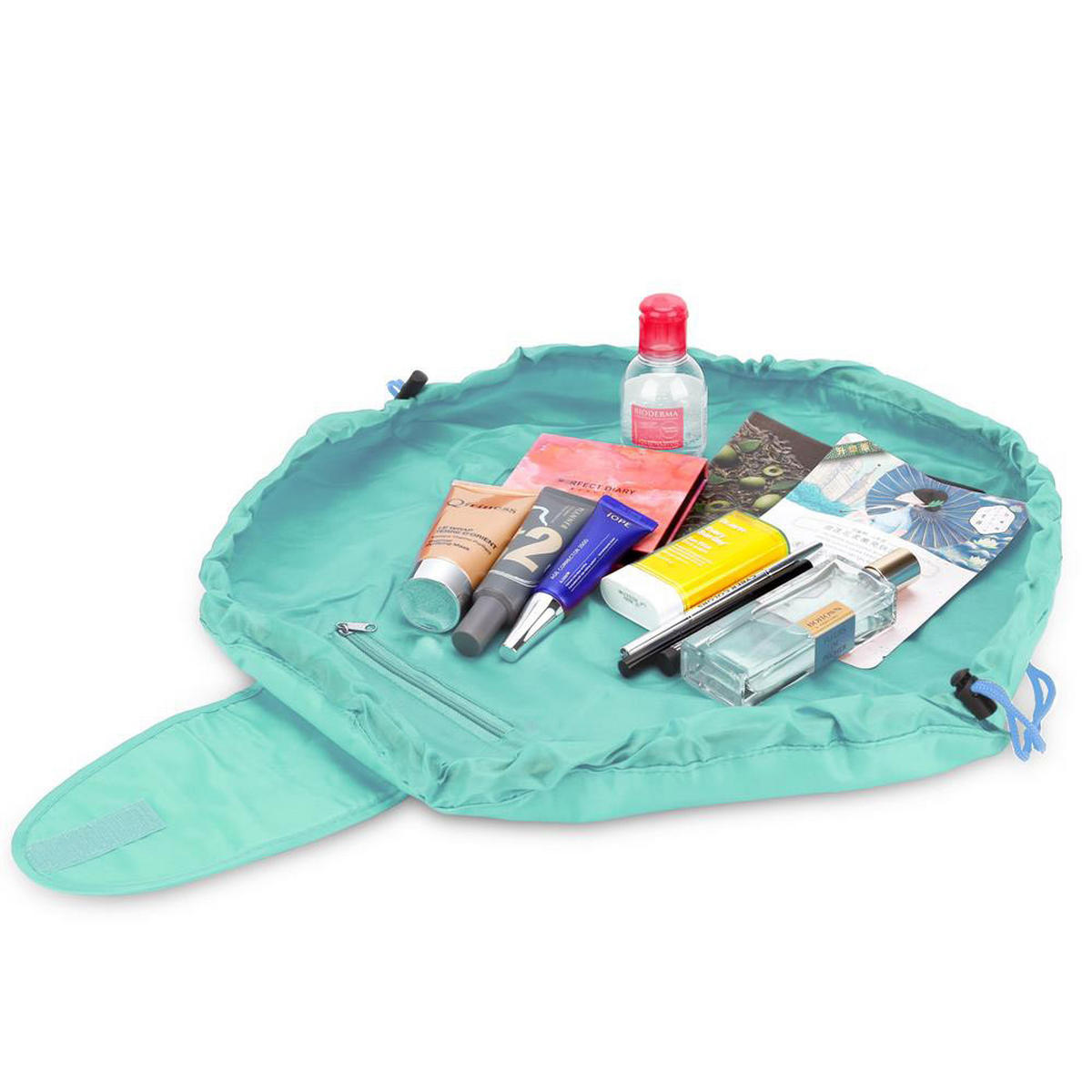 KOSMETIKTASCHE mit Reißverschlussfächern - Türkis, Kunststoff (54/62cm) - Intirilife