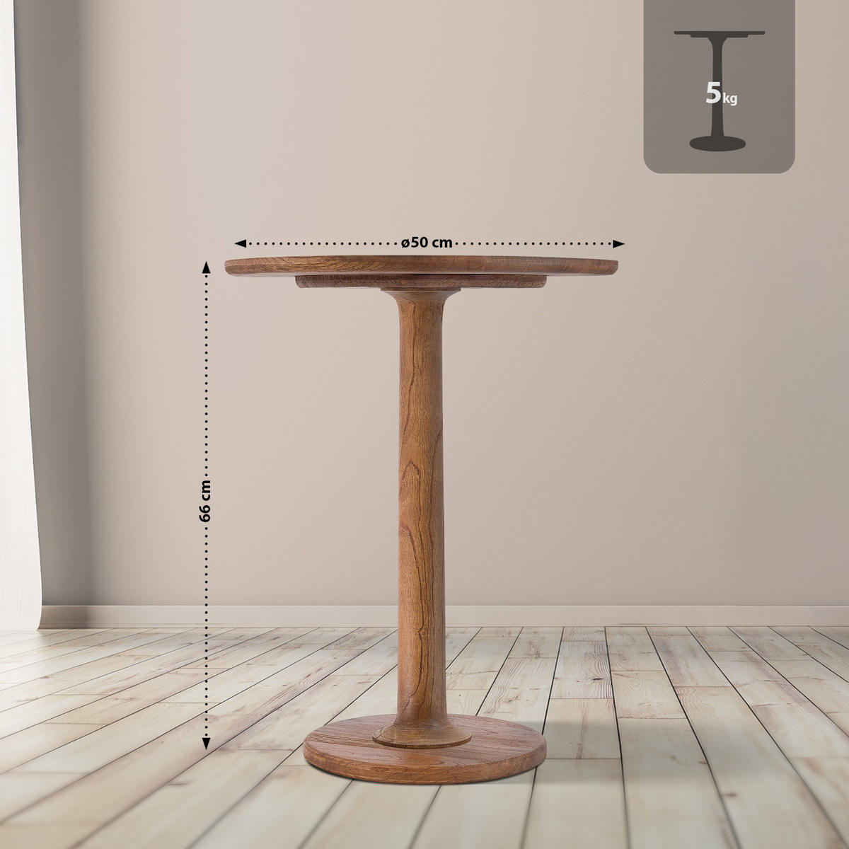BEISTELLTISCH rund 60 cm Holz Braun - Braun, Holz (60/60/65cm) - CLP