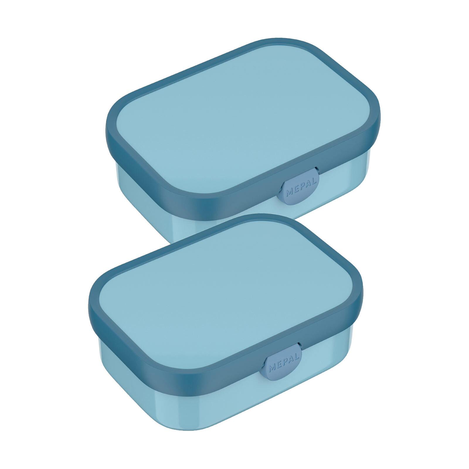 BROTDOSEN MIT EINSATZ & GABEL Campus Cool Blue 700 ml 2er Set - Blau, Kunststoff (13.2/6.1/17.8cm) - Mepal