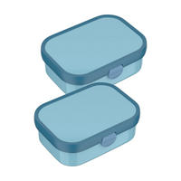 BROTDOSEN MIT EINSATZ & GABEL Campus Cool Blue 700 ml 2er Set - Blau, Kunststoff (13.2/6.1/17.8cm) - Mepal