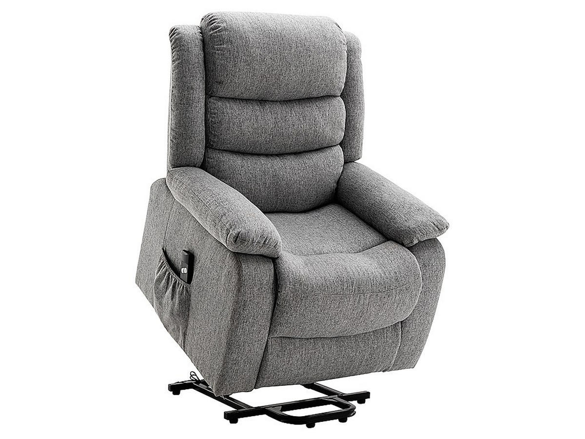 RELAXSESSEL Fernsehsessel - Stoff - Hellgrau - NADINE - Hellgrau, Textil (94/111/86cm) - Vente-Unique