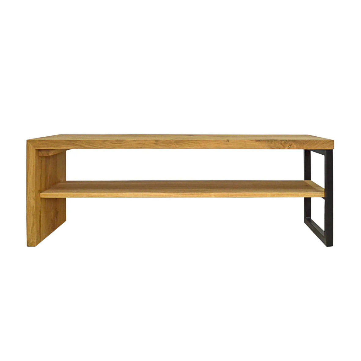 SITZBANK mit Regal aus Massivholz 130 cm lang im Industrie Look HUGON II - Eichefarben, Holz (130/45/40cm) - Rawood Furniture