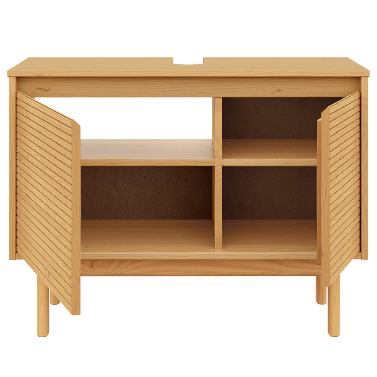 MASSIVER WASCHBECKENUNTERSCHRANK - Pinie massiv - Pinienfarben, Holz (83/62/35cm) - home24