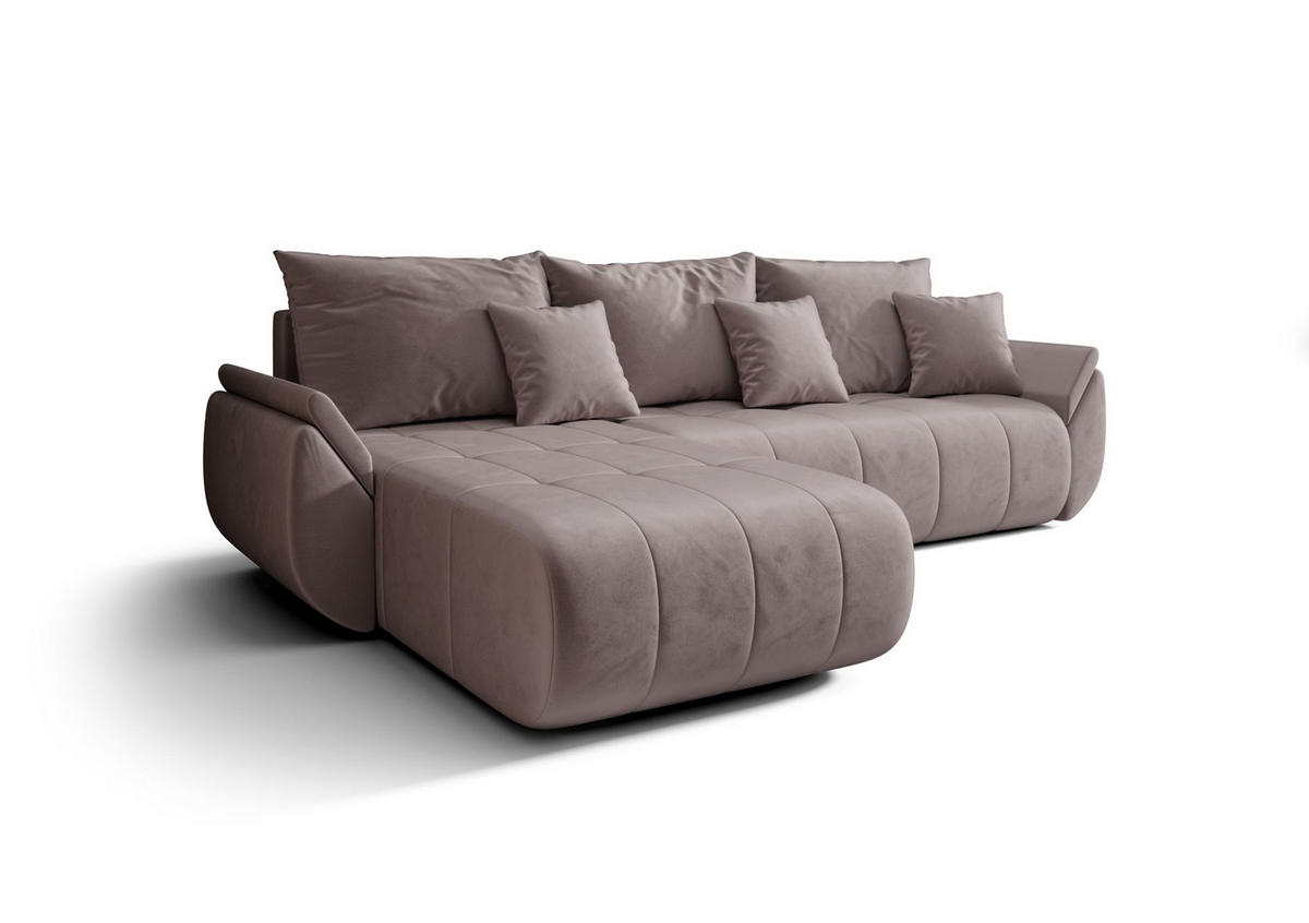 ECKSOFA mit Schlaffunktion TOKYO R Monolith 62 Rechts - Hellbraun, Textil (280/185cm) - Bedante