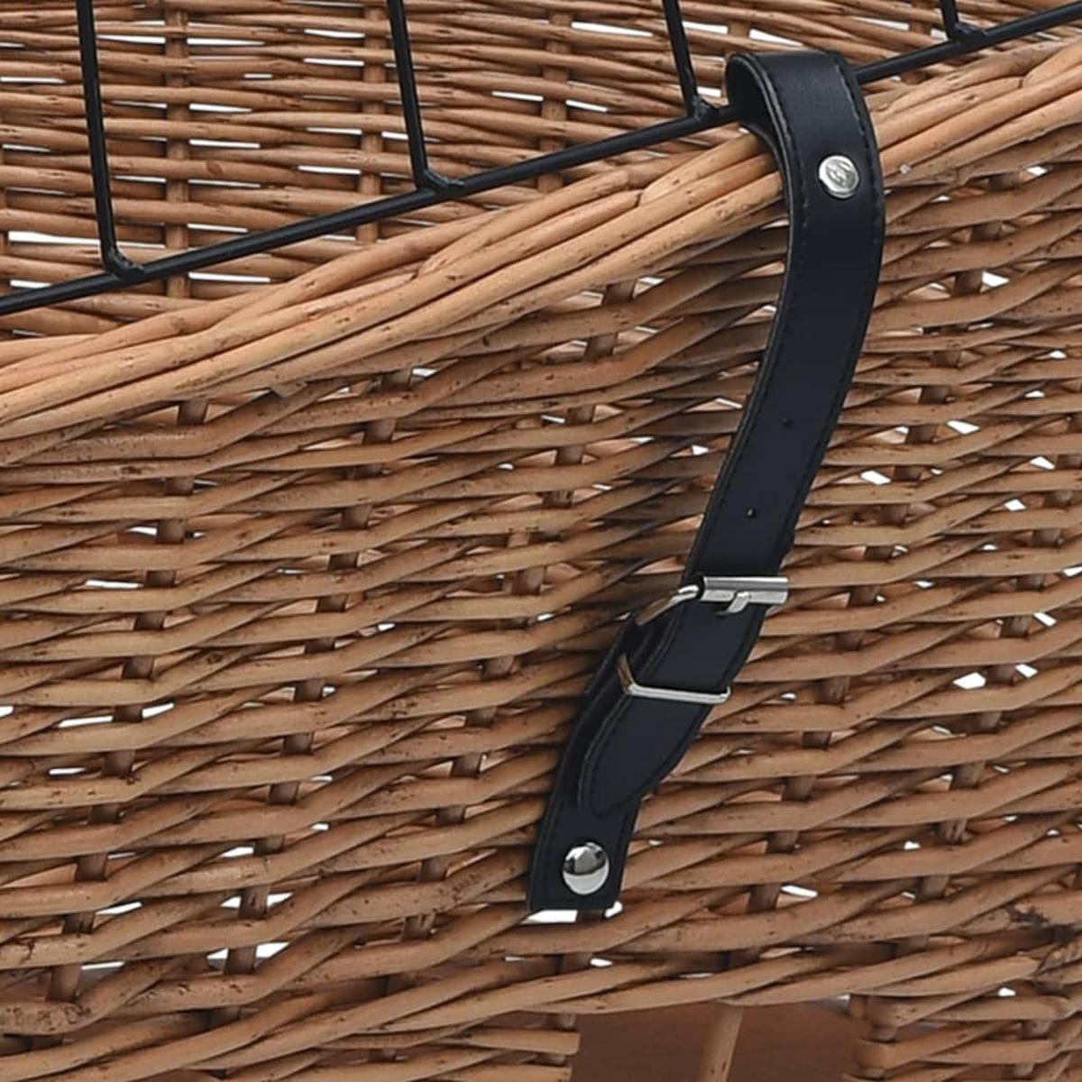 FAHRRADKORB Gepäckträger Mit Deckel 55/31/36 Cm Natur Weide - Braun, Naturmaterialen (31/26/55cm) - vidaXL