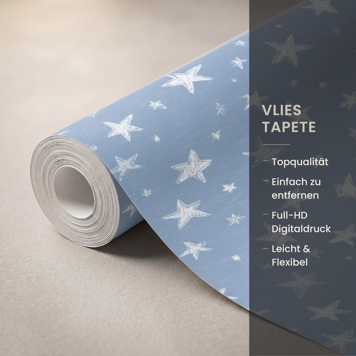 KINDERTAPETE - Sterne - Muster - Blau - 140x220 cm - Hellblau, Papier (140/220cm) - OnlyWow