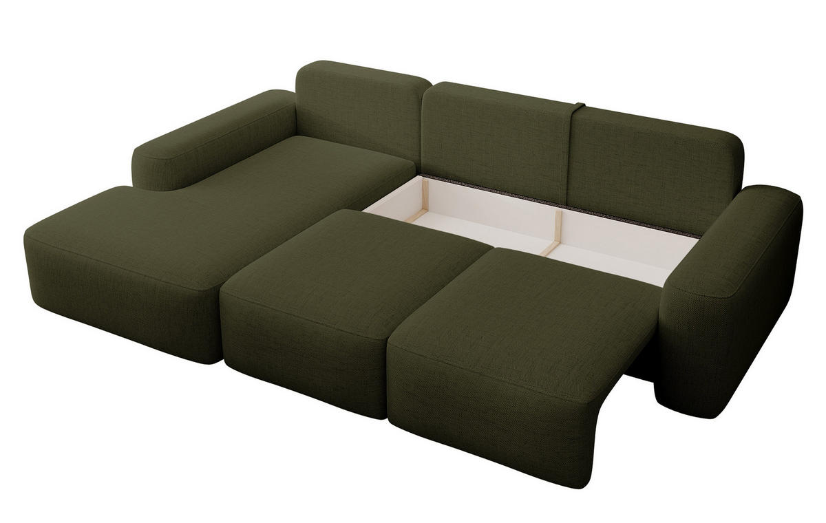 ECKSOFA Carnos Chenille-Bezug in Olivgrün - Olivgrün, Textil (264/162cm) - Selsey