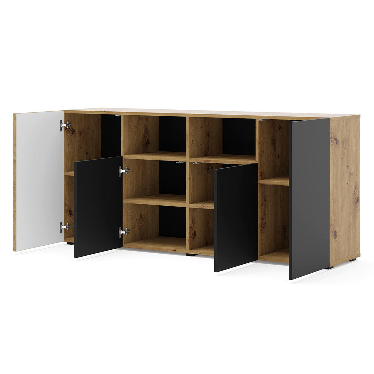 KOMODA Nera Les in črna barva - črna, leseni material (180/82/42cm) - Petits-meubles