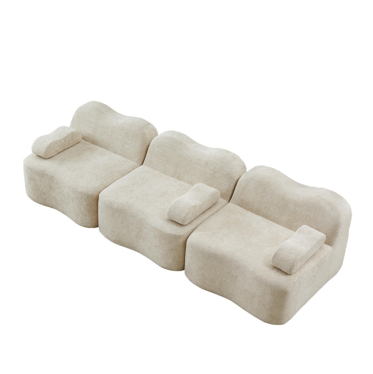 SOFA modular mit tiefer Sitzfläche Samt Beige - Beige, Holzwerkstoff (98/70/288cm) - Meubliv
