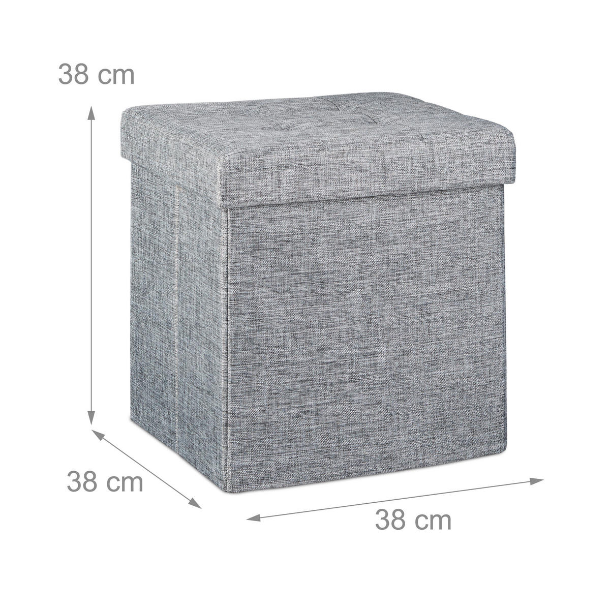 FALTBARER Sitzhocker - Grau, Holzwerkstoff/Textil (38/38/38cm) - Relaxdays