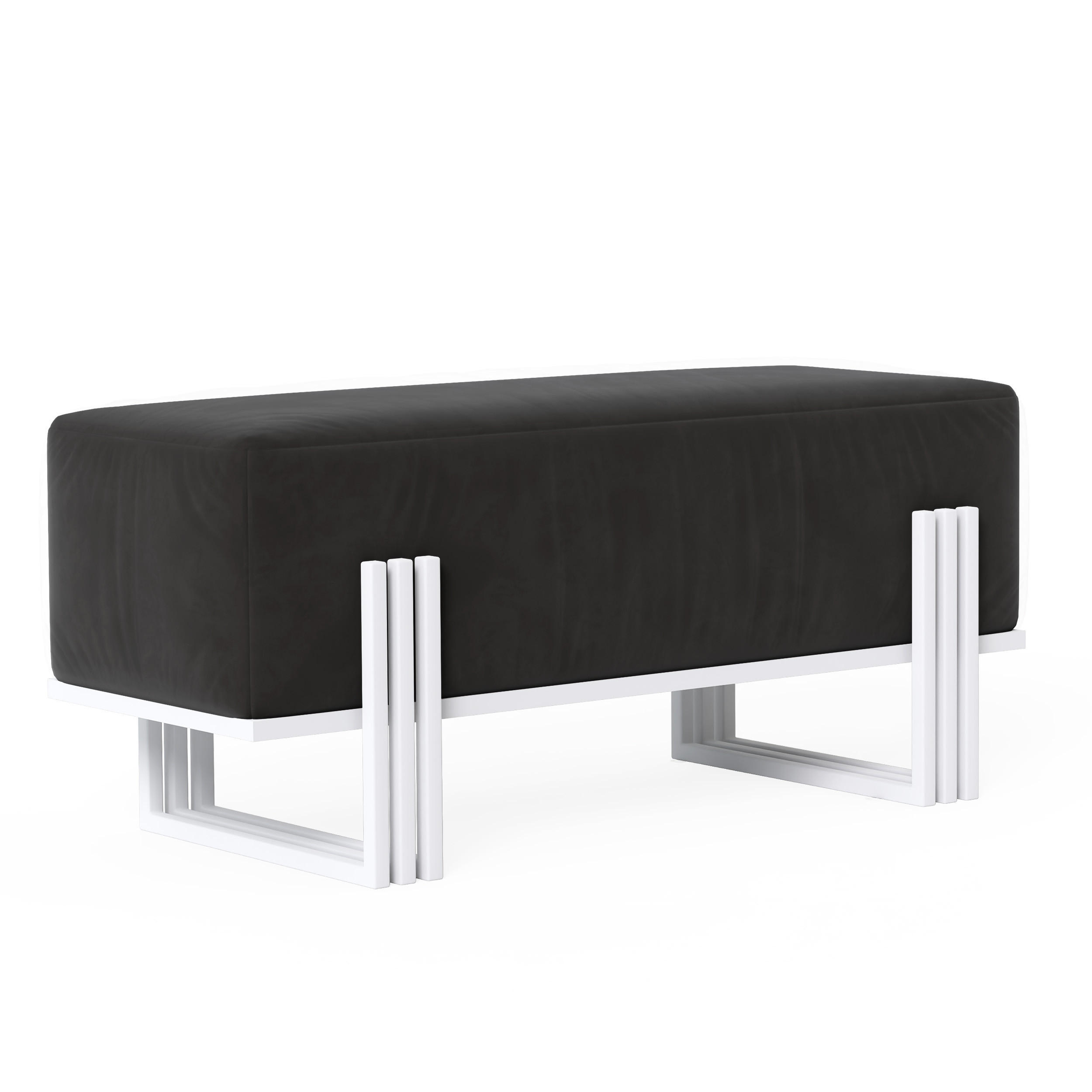 POLSTERBANK TEO 80 cm Weiß / Schwarz ,Metallgestell - Schwarz, Metall (80/47/35cm) - Idohome