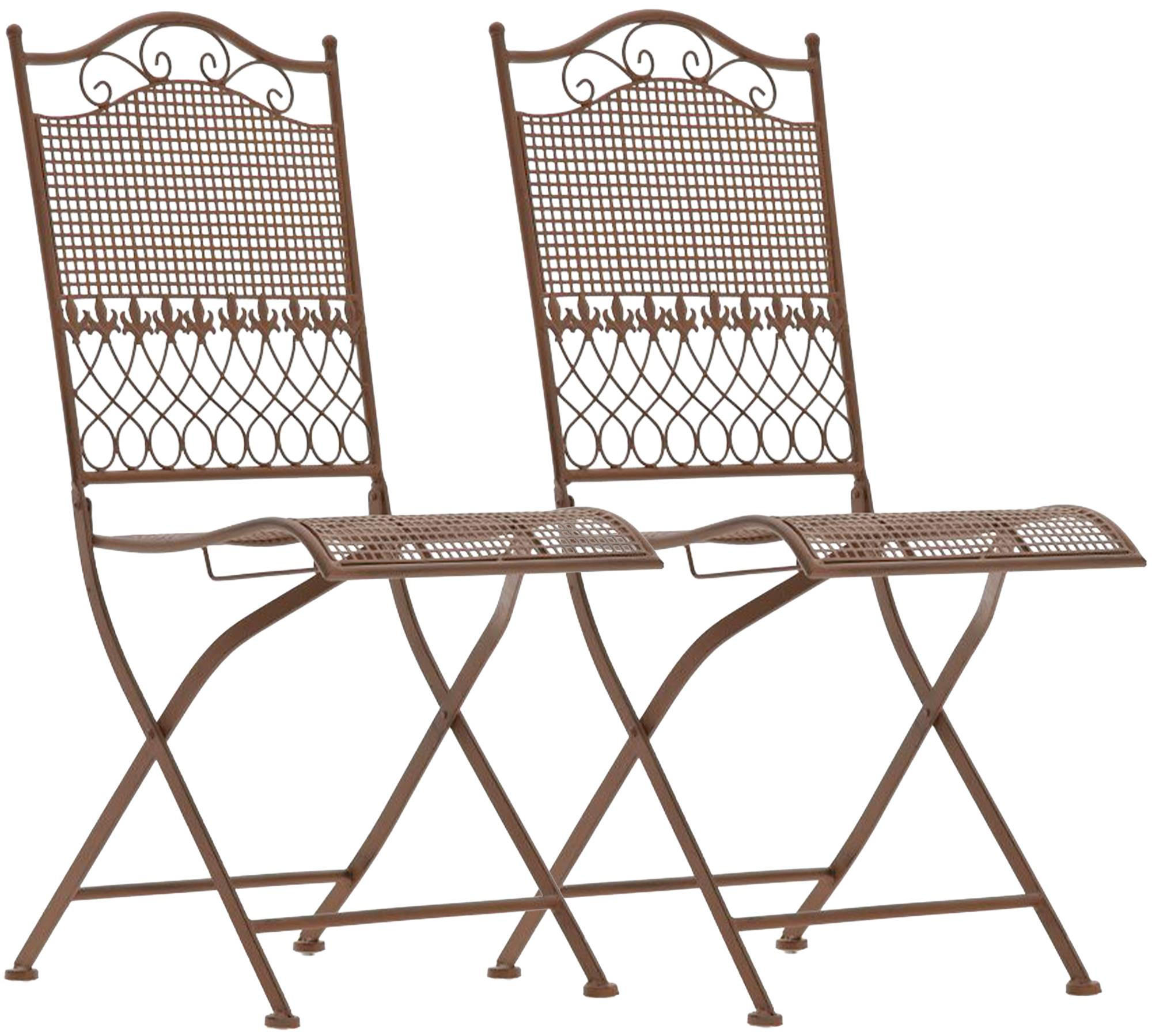 GARTENSTUHL 2er Set Metall Antik Braun - Braun, Metall (41/91/50cm) - CLP