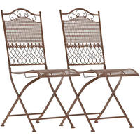 GARTENSTUHL 2er Set Metall Antik Braun - Braun, Metall (41/91/50cm) - CLP