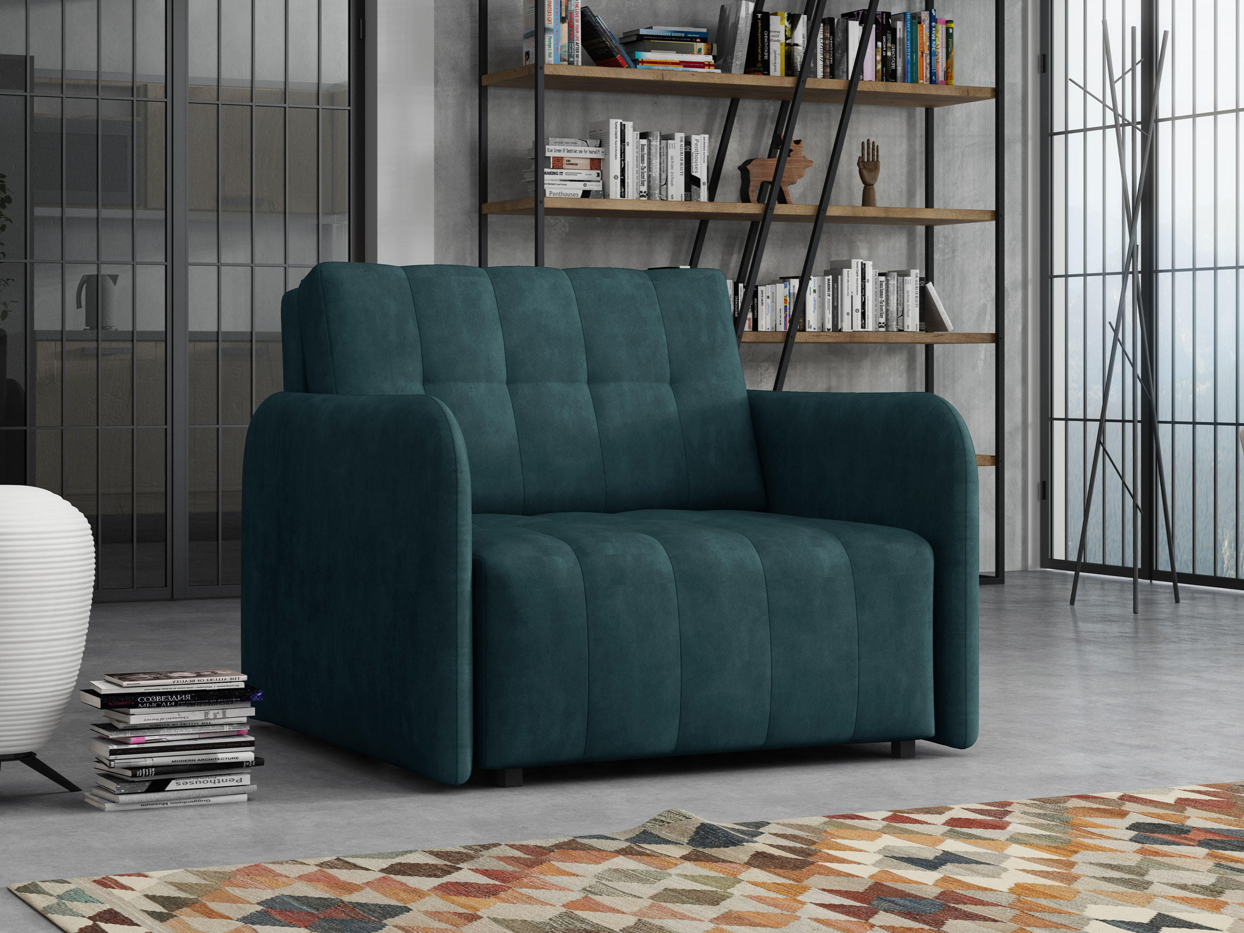 SCHLAFSOFA Viva Grand I - Türkis/Schwarz, Holz/Kunststoff (98/85/95cm) - MIRJAN24
