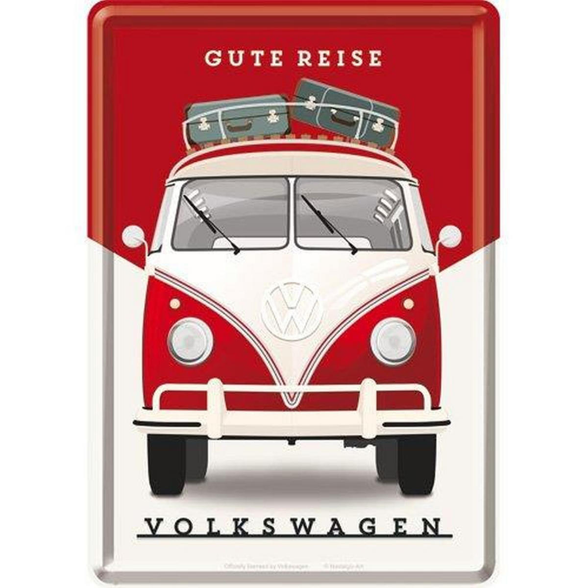 MINIBLECHSCHILD 10/14 cm Volkswagen VW Bulli Gute Reise - Multicolor, Metall (10/14/0.1cm) - Nostalgic-Art