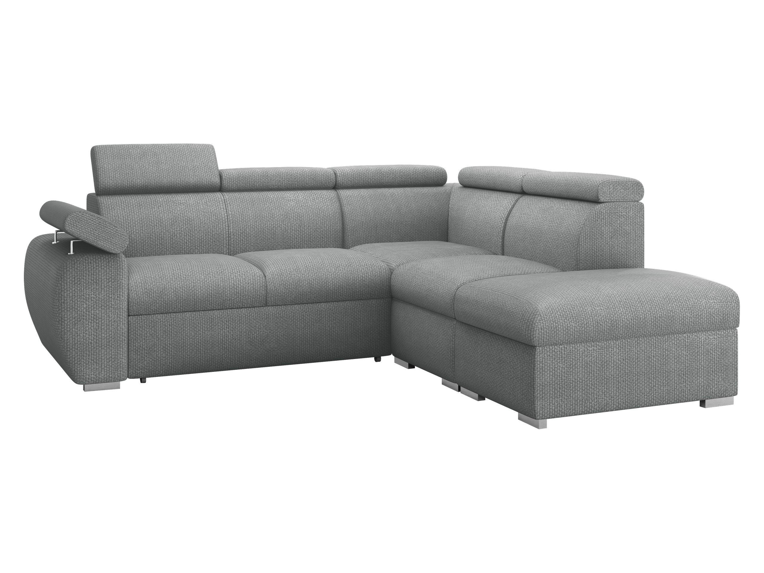ECKSOFA Boston 2RR1P, Seite: Rechts 2R+R+1P(65)+PUFAP - Dunkelgrau/Silberfarben, Holz/Textil (260/230cm) - MIRJAN24
