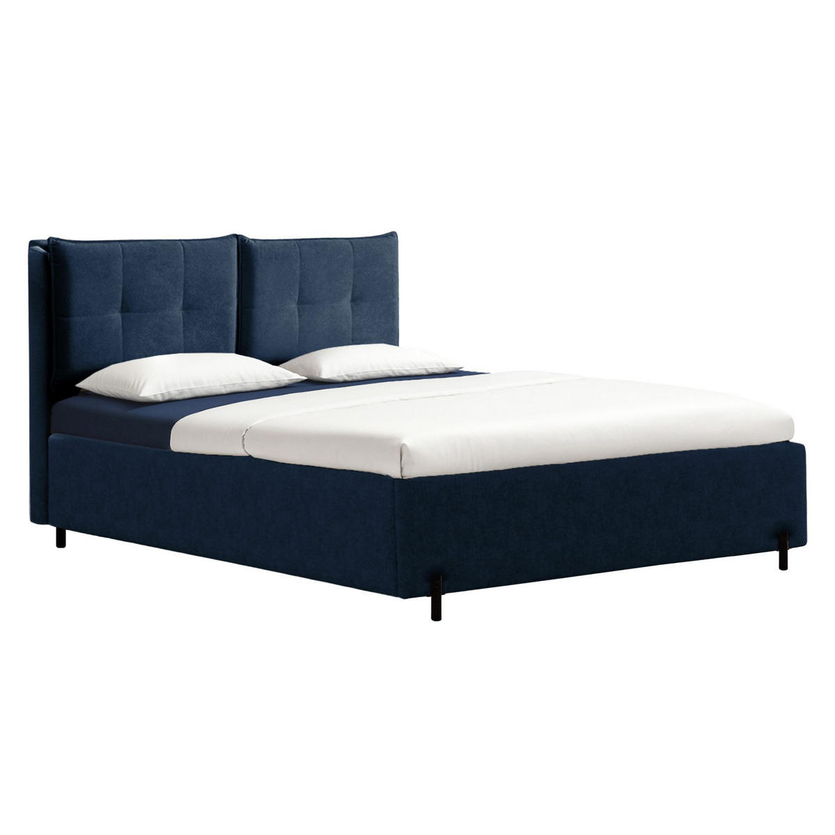 POLSTERBETT Belleo Nachtblau 180x200 cm - Schwarz/Dunkelblau, Textil/Metall (180/200cm) - Selsey