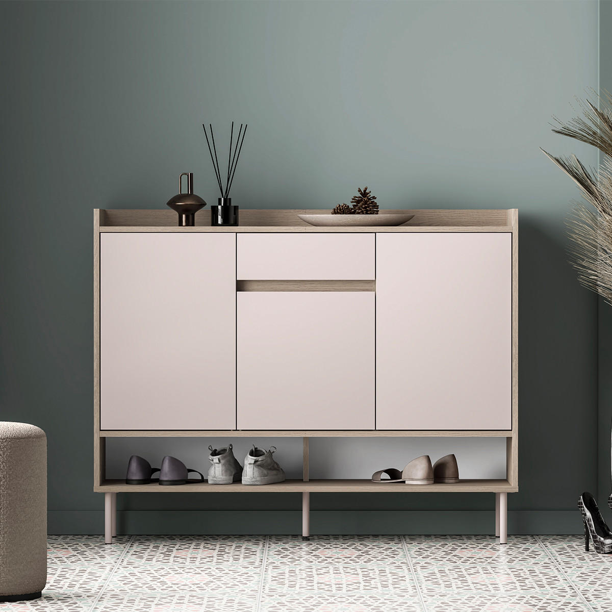 BOTNÍK Alos Kašmír a dřevo - béžová, kompozitní dřevo (120/95/34cm) - Petits-meubles