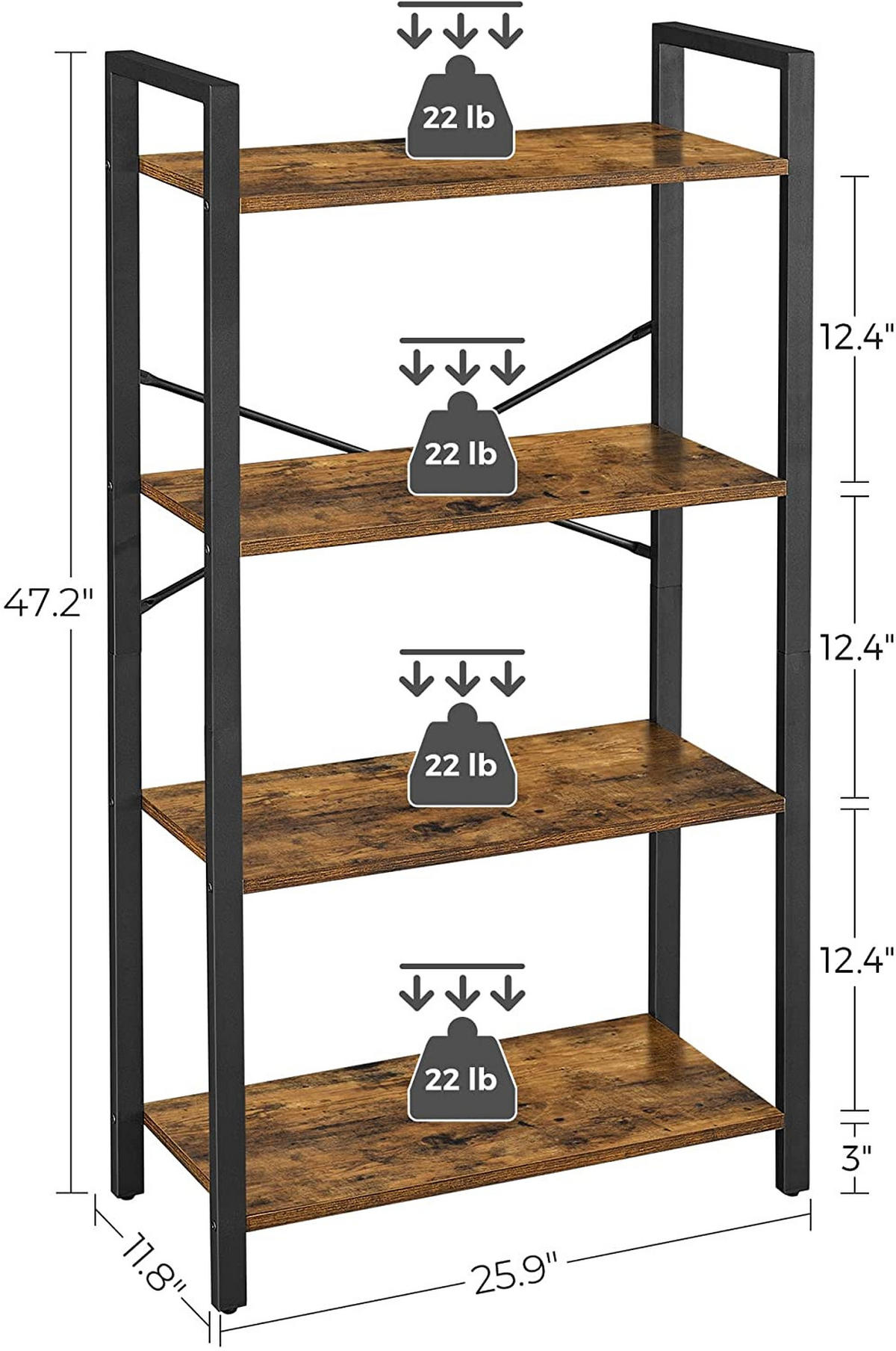 LEITERREGAL - Braun, Holzwerkstoff (30/120/66cm) - Hansiro