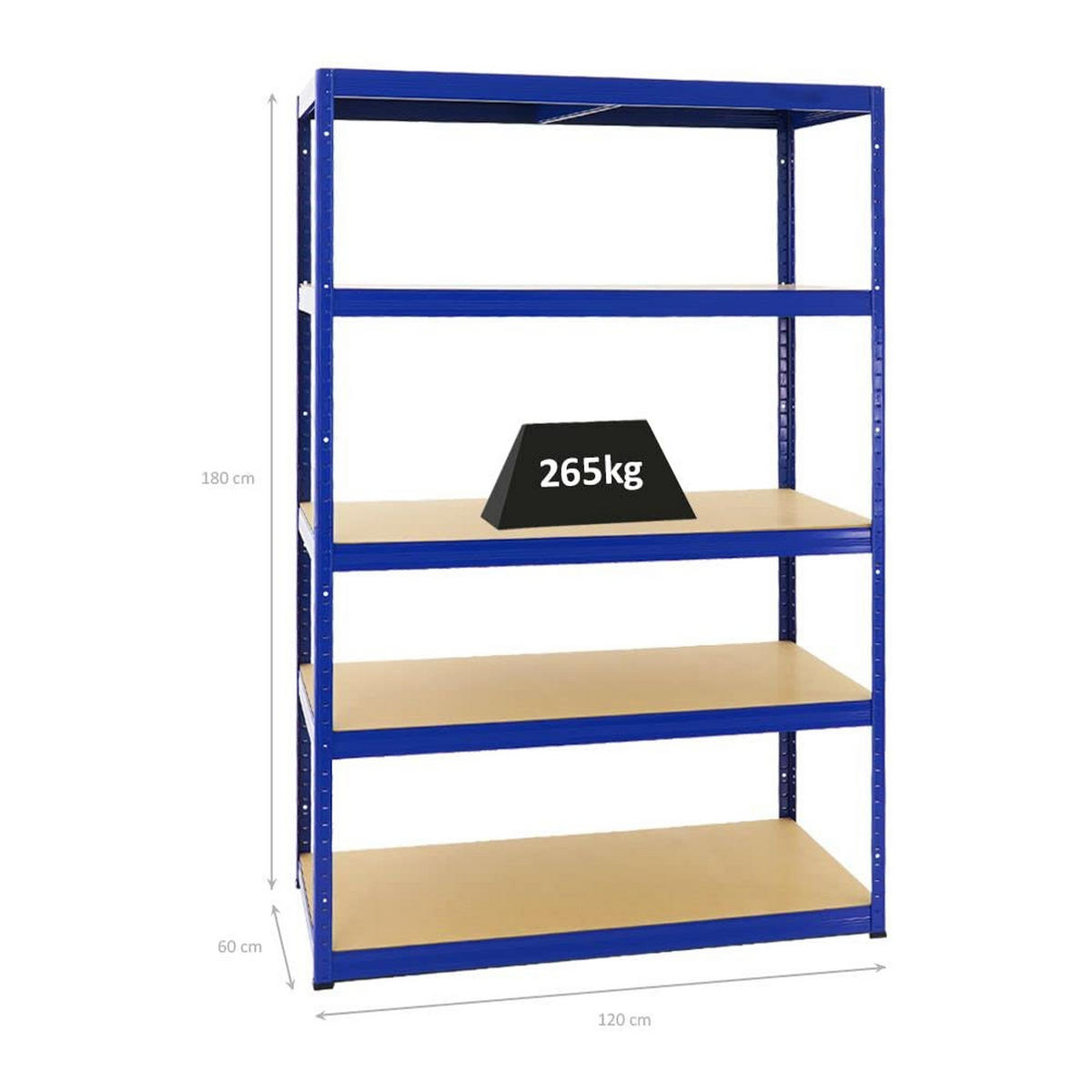 SCHWERLASTREGAL Big Elephant M 180x120x60 cm Fachlast 250 kg Blau - Blau, Metall (120/180/60cm) - PROREGAL