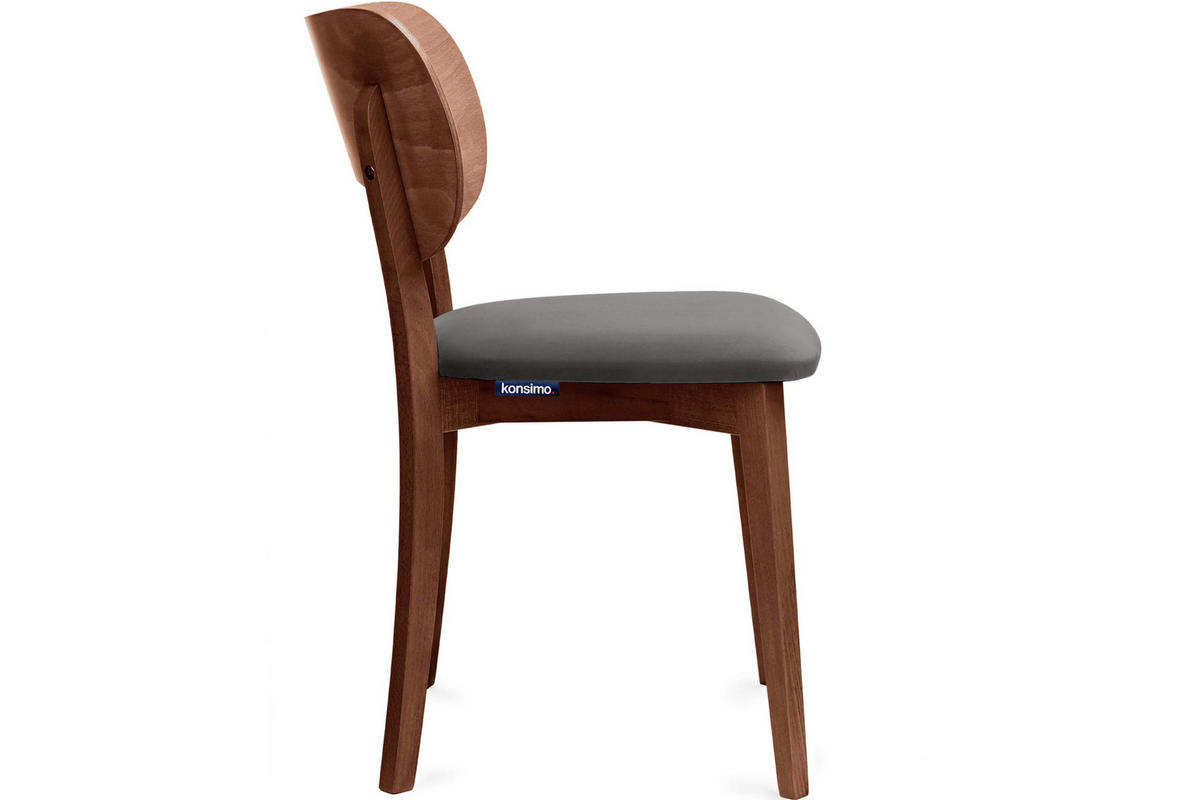 ESSZIMMERSTÜHLE LYCO (2er-Set), grau / Walnuss mittel - Walnussfarben/Grau, Holz/Buchenholz (47/81/45cm) - KONSIMO®