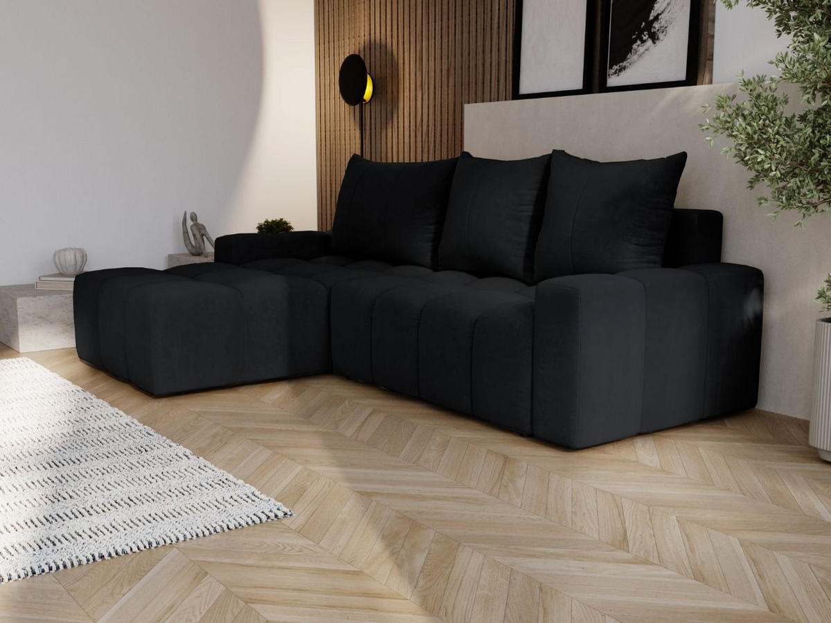 ECKSOFA Bresso Schwarz - Schwarz, Holz/Textil (255/168cm) - Graingold