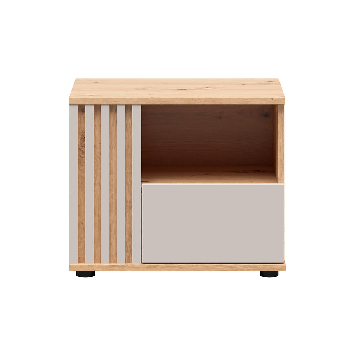 NOČNÍ STOLEK Ezra Kašmír a dřevo - béžová, kompozitní dřevo (55/46.5/40cm) - Petits-meubles