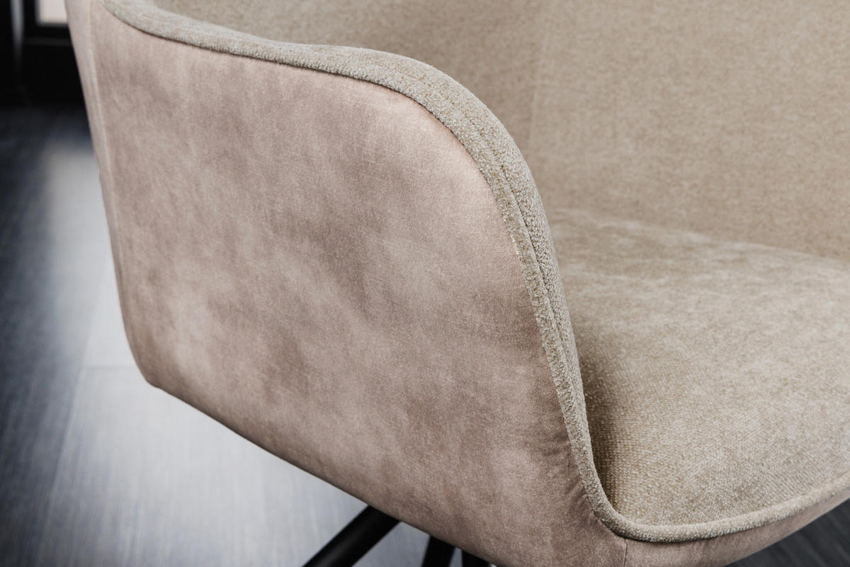 STUHL VERONA Samt Champagner 80 cm - Champagner/Schwarz, Textil/Metall (58/80/59cm) - riess-ambiente