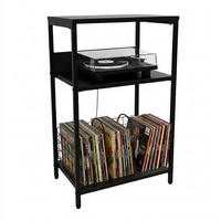 MIZA za plošče - črna, kovina/leseni material (40/65/30cm) - Relaxdays