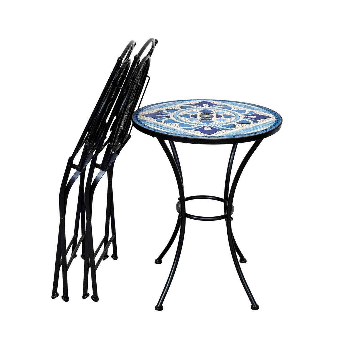 BISTRO-SET PARIS Mosaik Blau - Blau, Metall - SVITA