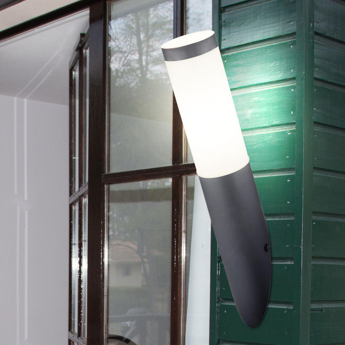 AUSSEN-WANDLEUCHTE BOSTON Edelstahl Anthrazit 2er Set - Anthrazit, Metall (7.6/39/17cm) - Globo Lighting