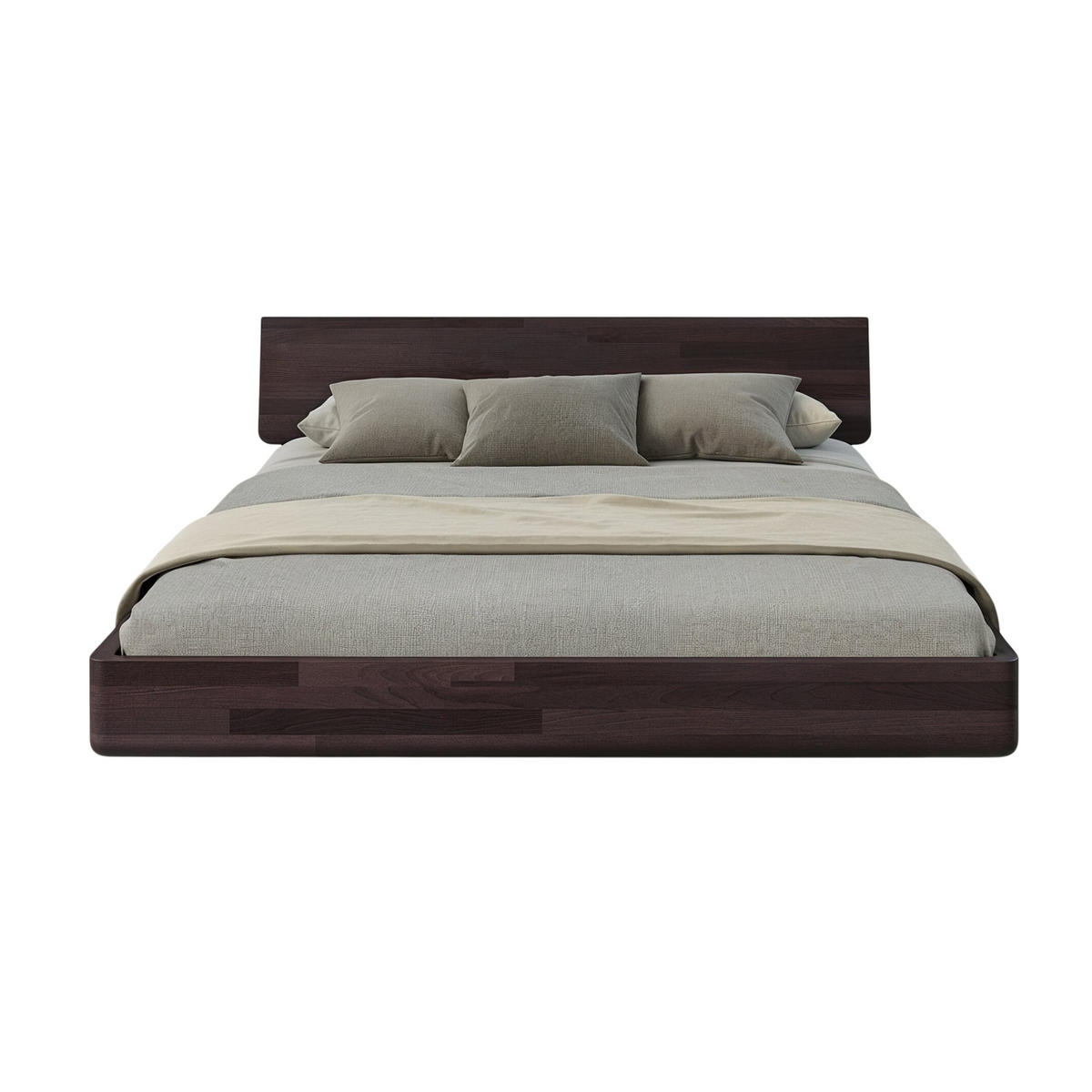 MASSIVHOLZBETT Lena, 160/200, Buche - lackiert, Palisanderfarbe - Wengefarben, Holz/Buchenholz (160/200cm) - Visby