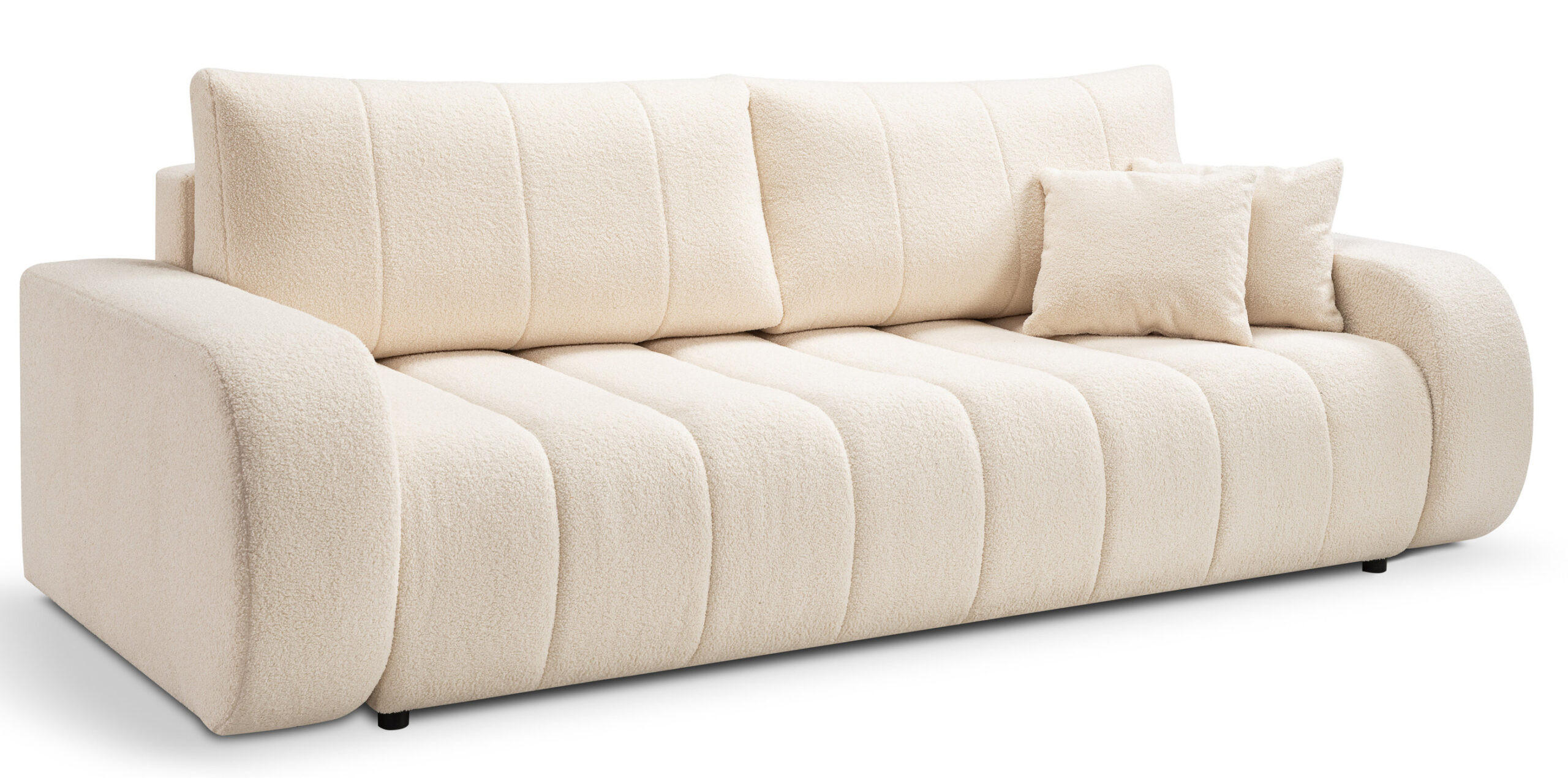 SCHLAFSOFA ALOO, Sofa mit Schlaffunktion und Bettkasten, Farbe: Beige, Bouclé-Stoff - Beige, Textil (248/88/105cm) - Sepro Meble
