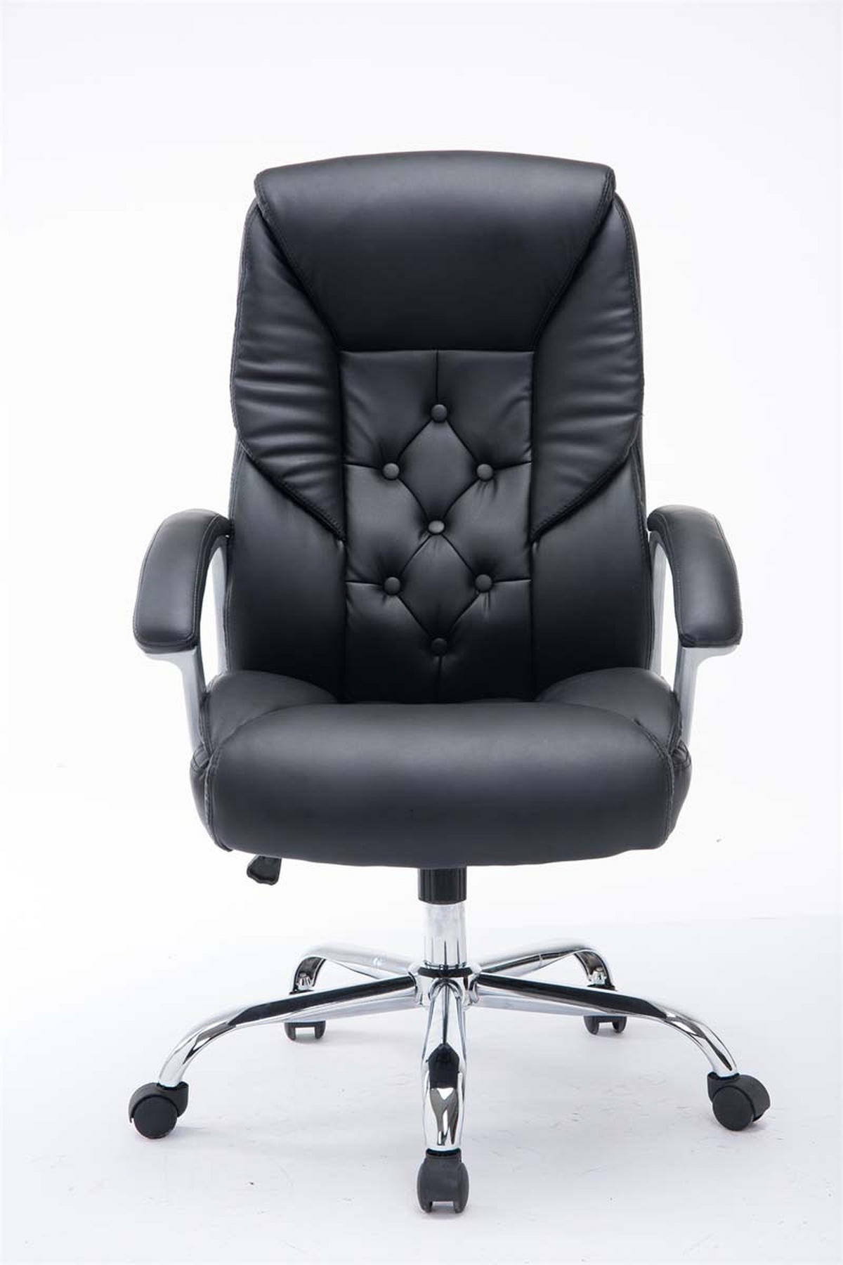 BÜROSTUHL Rhodos Schwerlast in Kunstleder, Schwarz - Schwarz, Textil/Metall (66/122/68cm) - TPFLiving