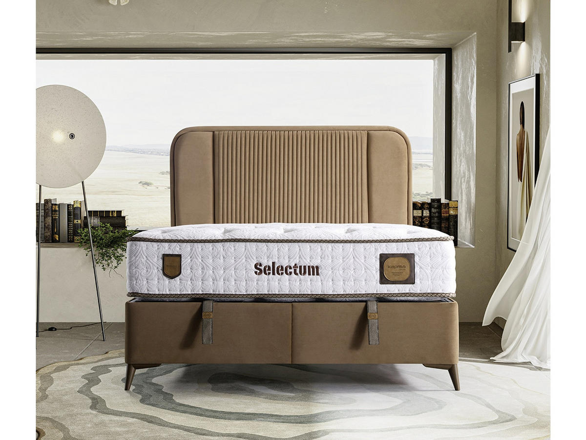 POLSTERBETT Selectum 140x200 Braun - Braun, Textil/Metall (140/200cm) - Villa Möbel