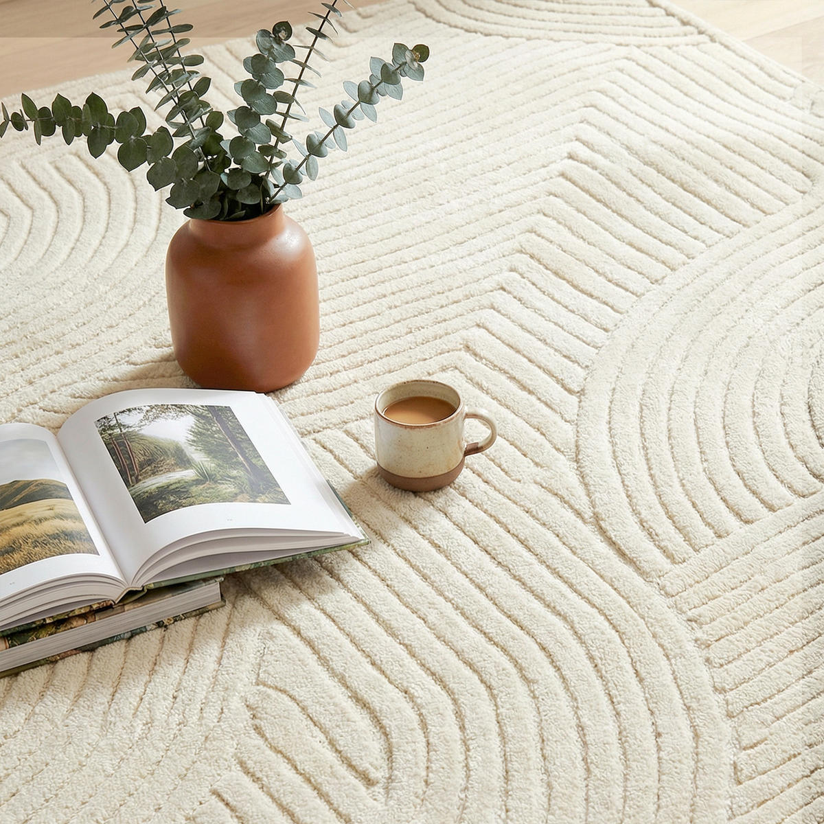 PARAVENT DE-14312 3-teilig, klappbar 135x180 cm Hellbraun - Weiß, Textil (200/140/1.7cm) - ComfortXL