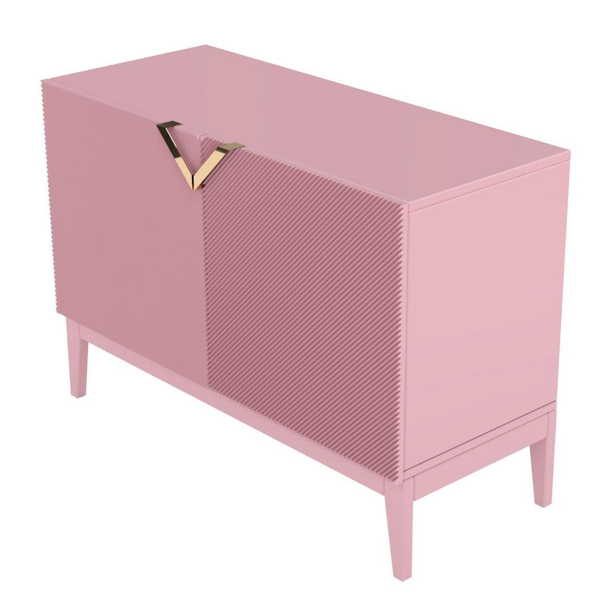 SIDEBOARD Demi 2D Long, Pink-Gold, Mit Gefrästen Fronten, Massive Buche - Rosa, Holz/Holzwerkstoff (100.5/70/42cm) - Visby
