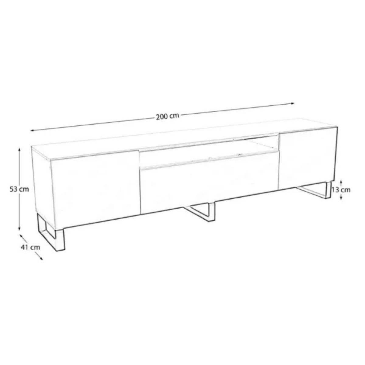 TV-SCHRANK Schwarz Catania Eiche RIO 200 Stehend - Schwarz, Holzwerkstoff (200/53/41cm) - Sepro Meble