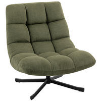 RELAXSESSEL Drehbar mit breiter Sitzfläche Chenille-Optik Grün - Schwarz/Grün, Textil/Metall (75/90/95cm) - HOMCOM