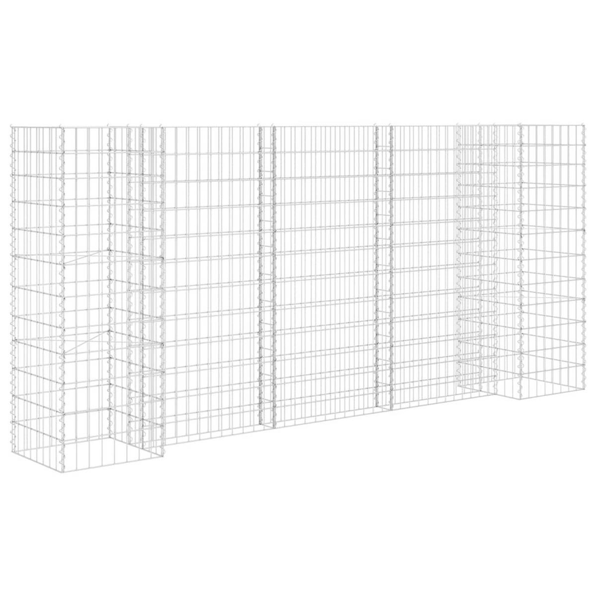 H-FÖRMIGER Gabionen-Pflanzkorb Stahldraht 260x40x120 cm - Silberfarben, Metall (260/120/40cm)