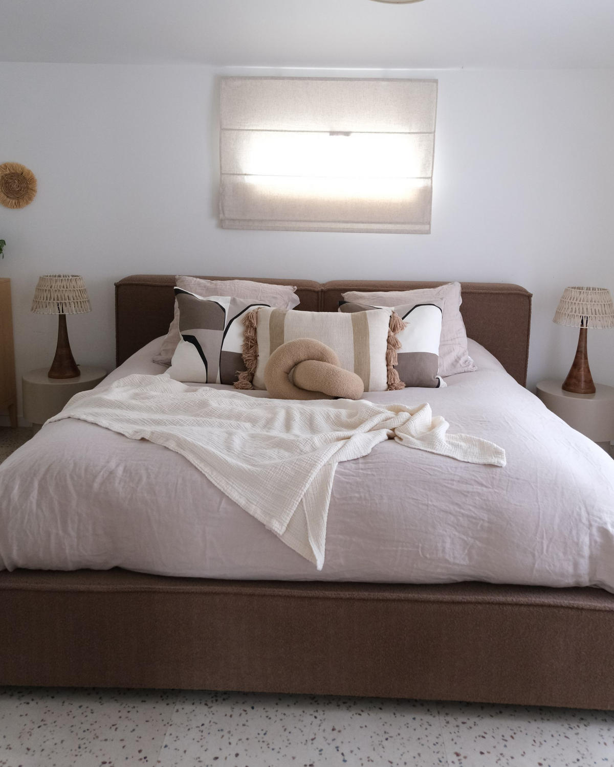 POLSTERBETT mit Lattenrost 180/200 cm Braun Linards - Braun, Textil (180/200cm) - Beliani